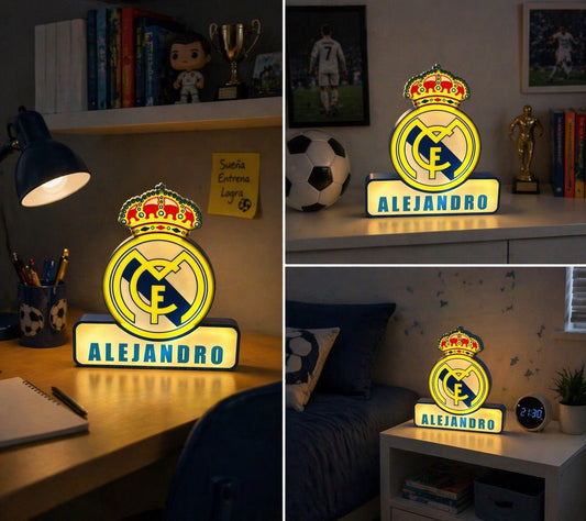 LAMPARA 3D de TU EQUIPO y tu NOMBRE
