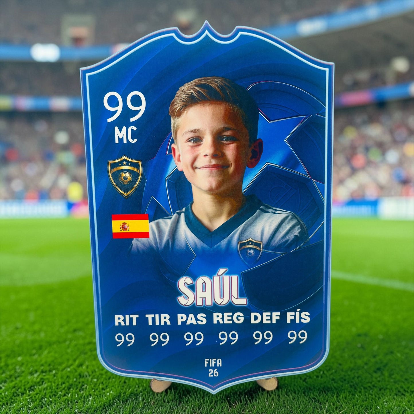 Carta Futbolista de madera con Soporte