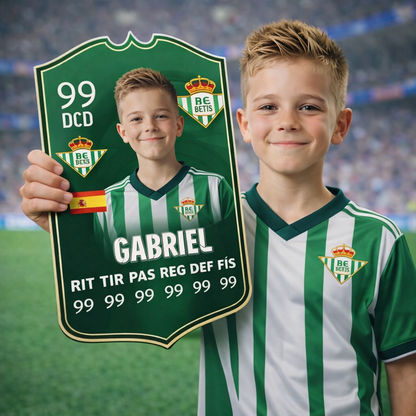 Carta Futbolista de madera con Soporte