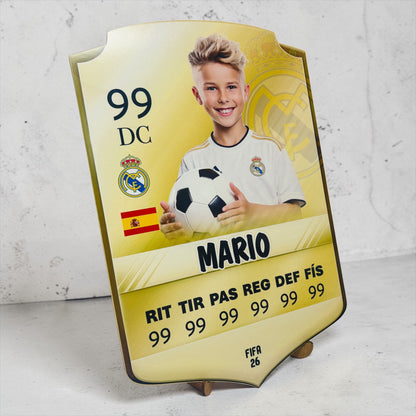 Carta Futbolista de madera con Soporte