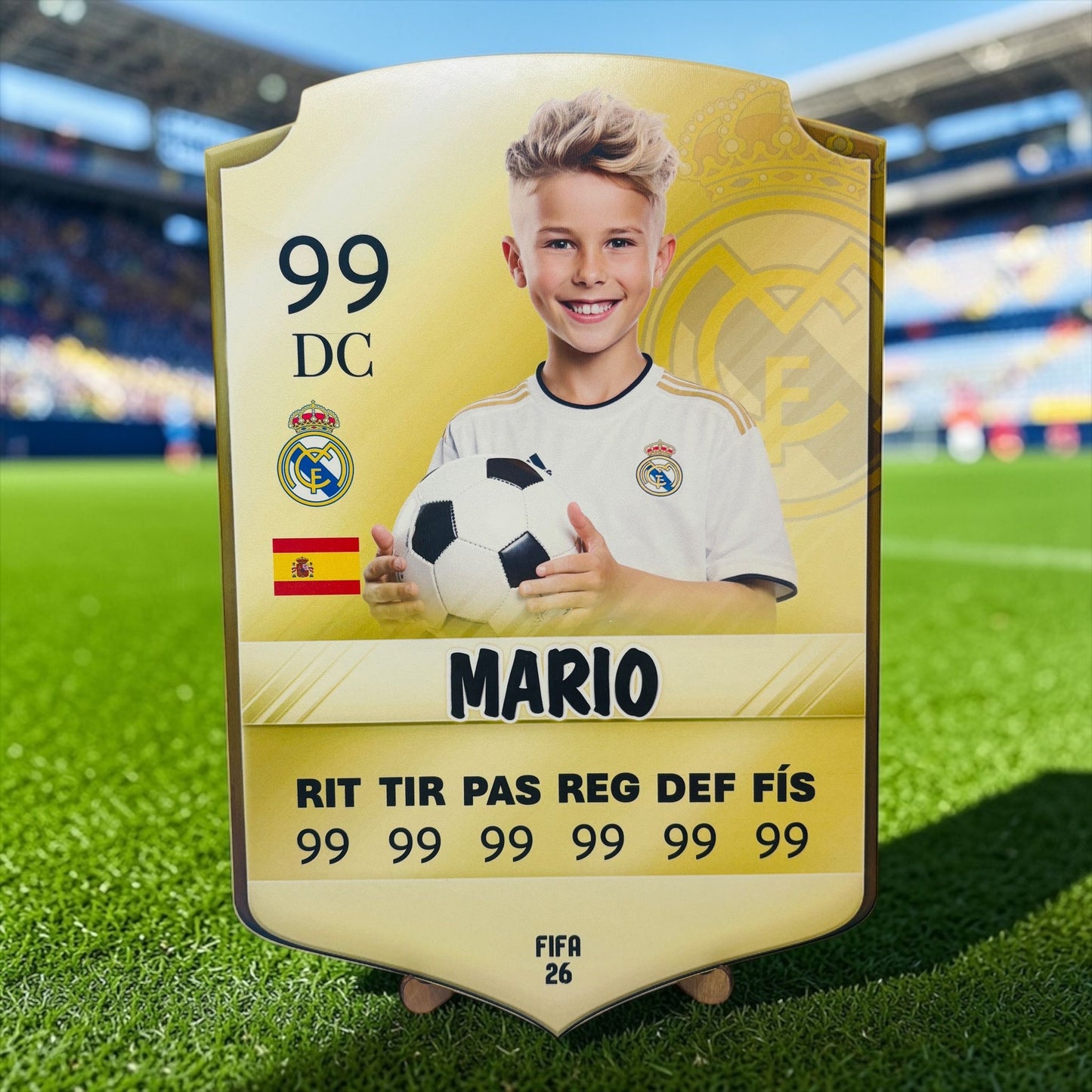 Carta Futbolista de madera con Soporte