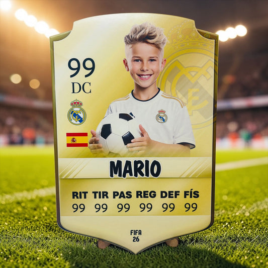 Carta Futbolista de madera con Soporte