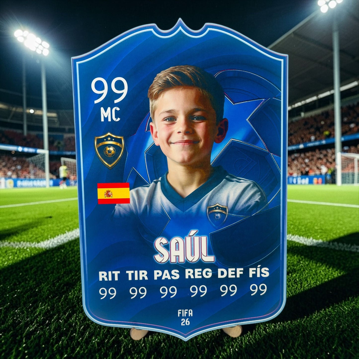 Carta Futbolista de madera con Soporte